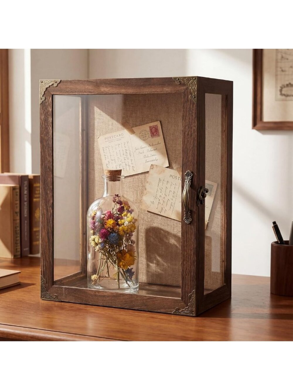 Rustic Shadow Box Frame 14"x11" - 6" Deep Display Case for Memories, Flowers